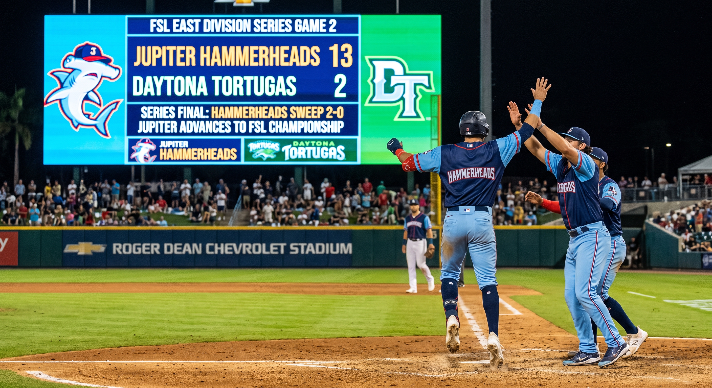 Jupiter Hammerheads Sweep Daytona Tortugas, Advance to FSL Championship Series